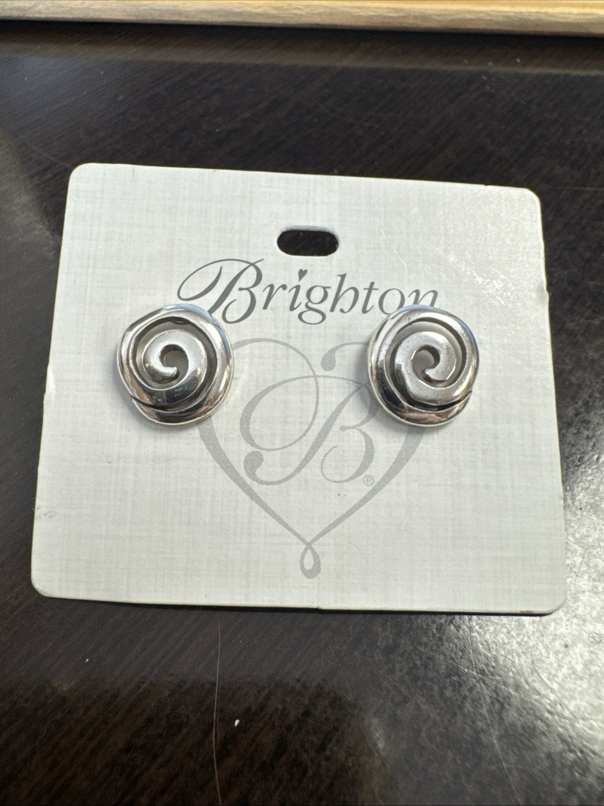 Brighton Vertigo Silver Swirl Spiral Post Stud Earrings Classic Round