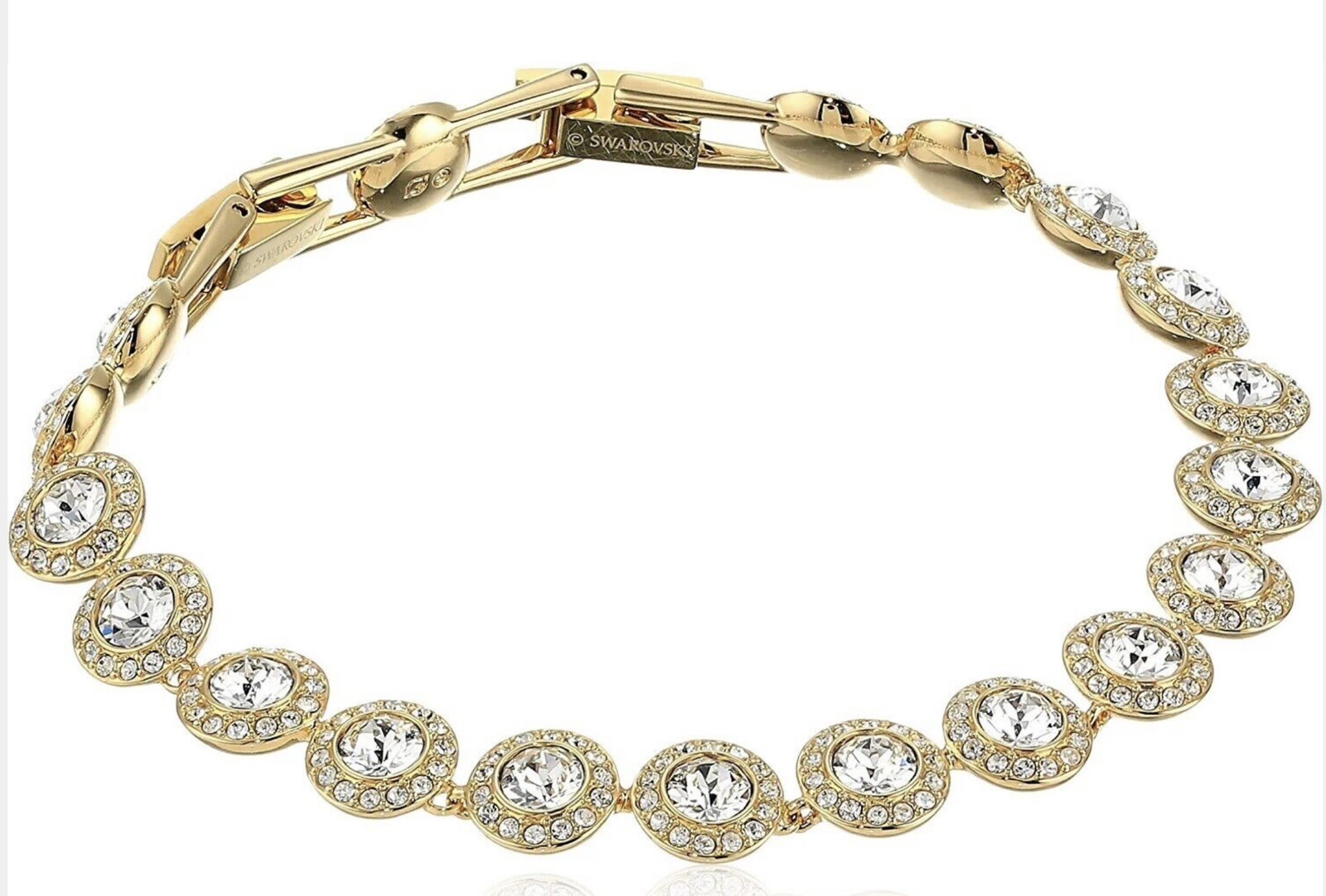 Swarovski Round Cut WH Crystal Gold-Tone Bracelet #5505469