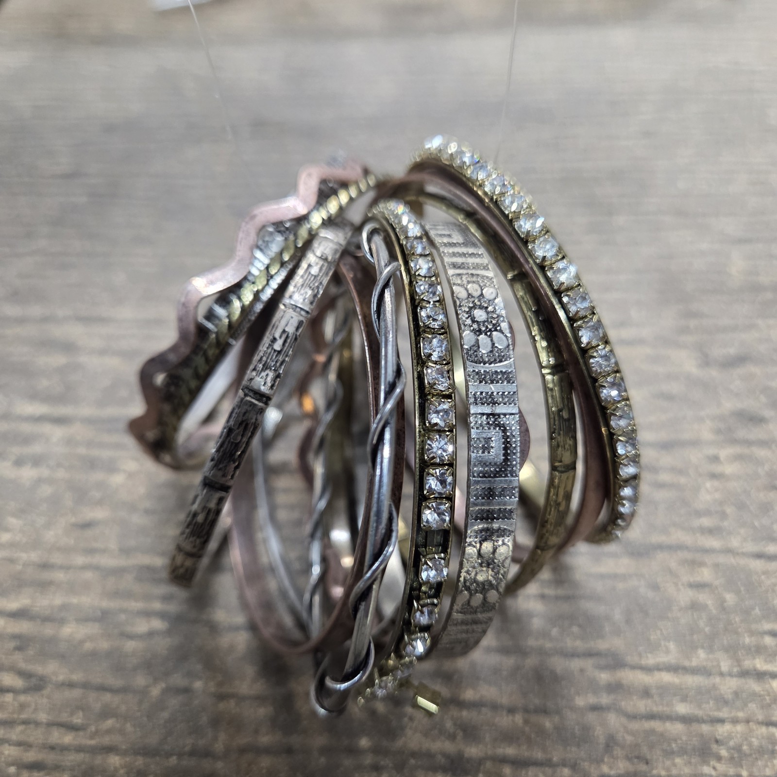 Set of 16ct Copper Stainless-Silvr Tone Ast Stackable Bangle Bracelets Lot Of 6!