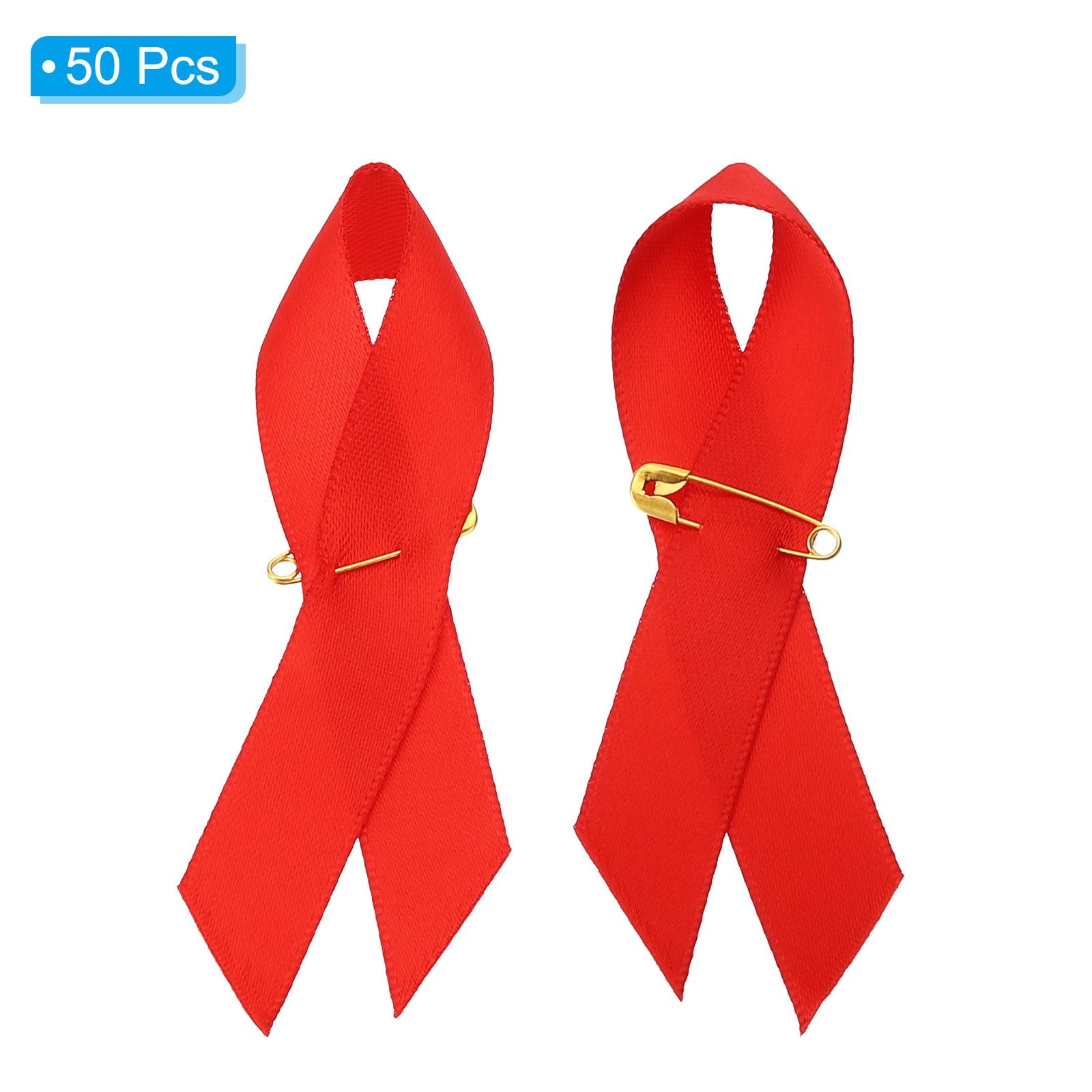 50 Pieces Red Polyester Ribbon Satin with Safety Pins