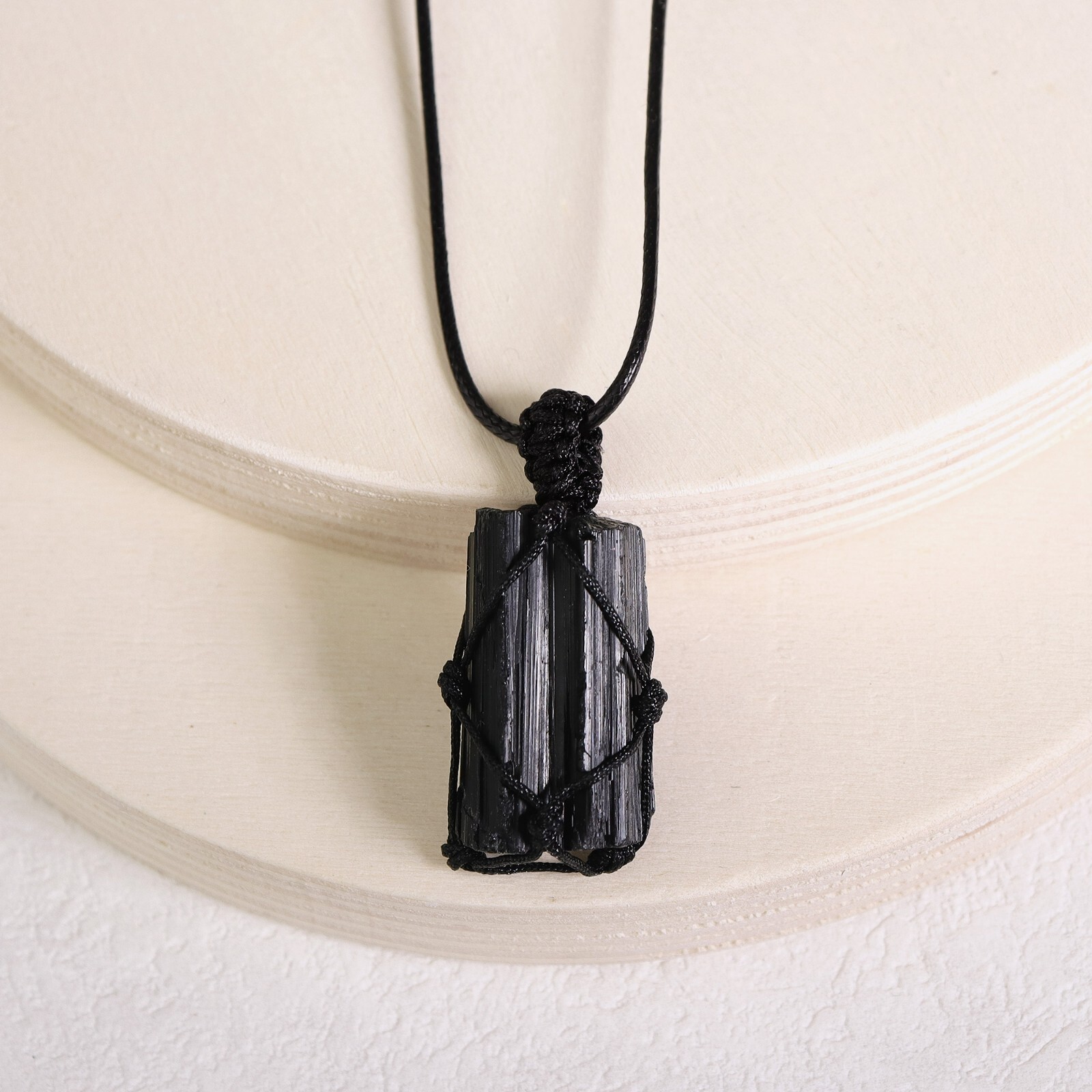 Rough Raw Black Tourmaline Wire Wrapped Pendant Women Men Stone Healing Necklace