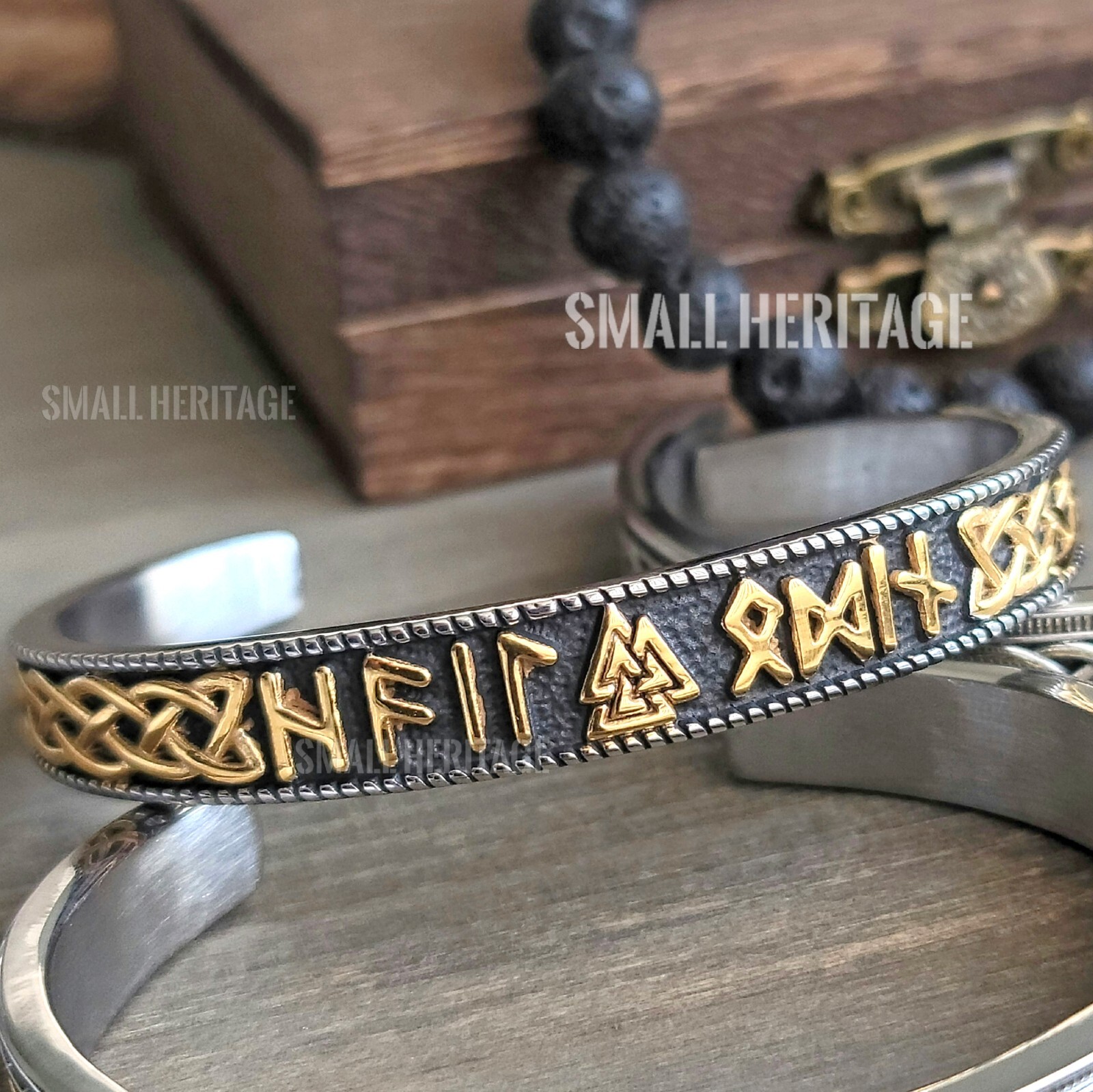 Stainless Steel Viking Cuff Norse Bracelets Celtic Bangle Viking Gift Box Odin