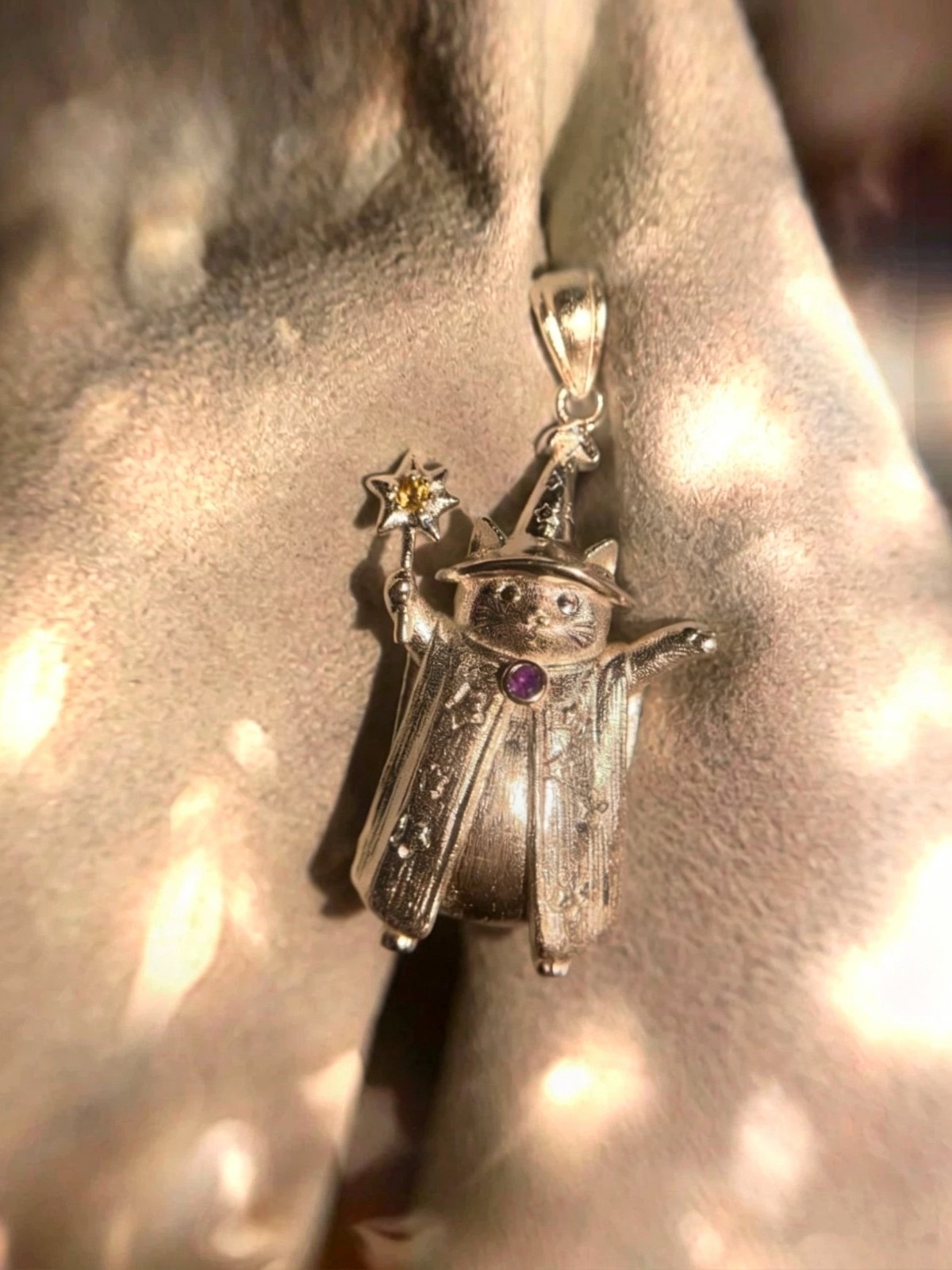 Cute Wizard Cat Pendant Necklace Magical Design Niche Luxury Clavicle Chain Uniq