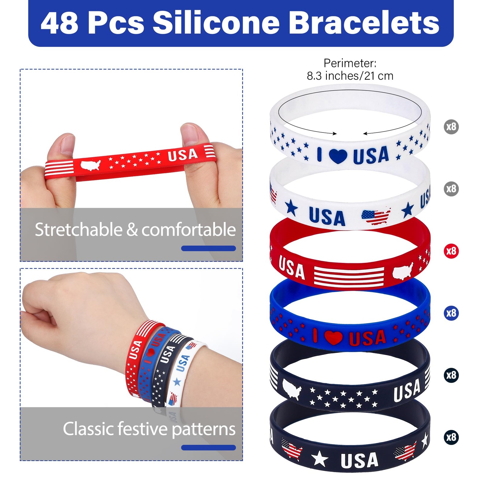 144 Pcs 4th of July Decorations Include Patriotic Ribbon Pins with Star Brace…