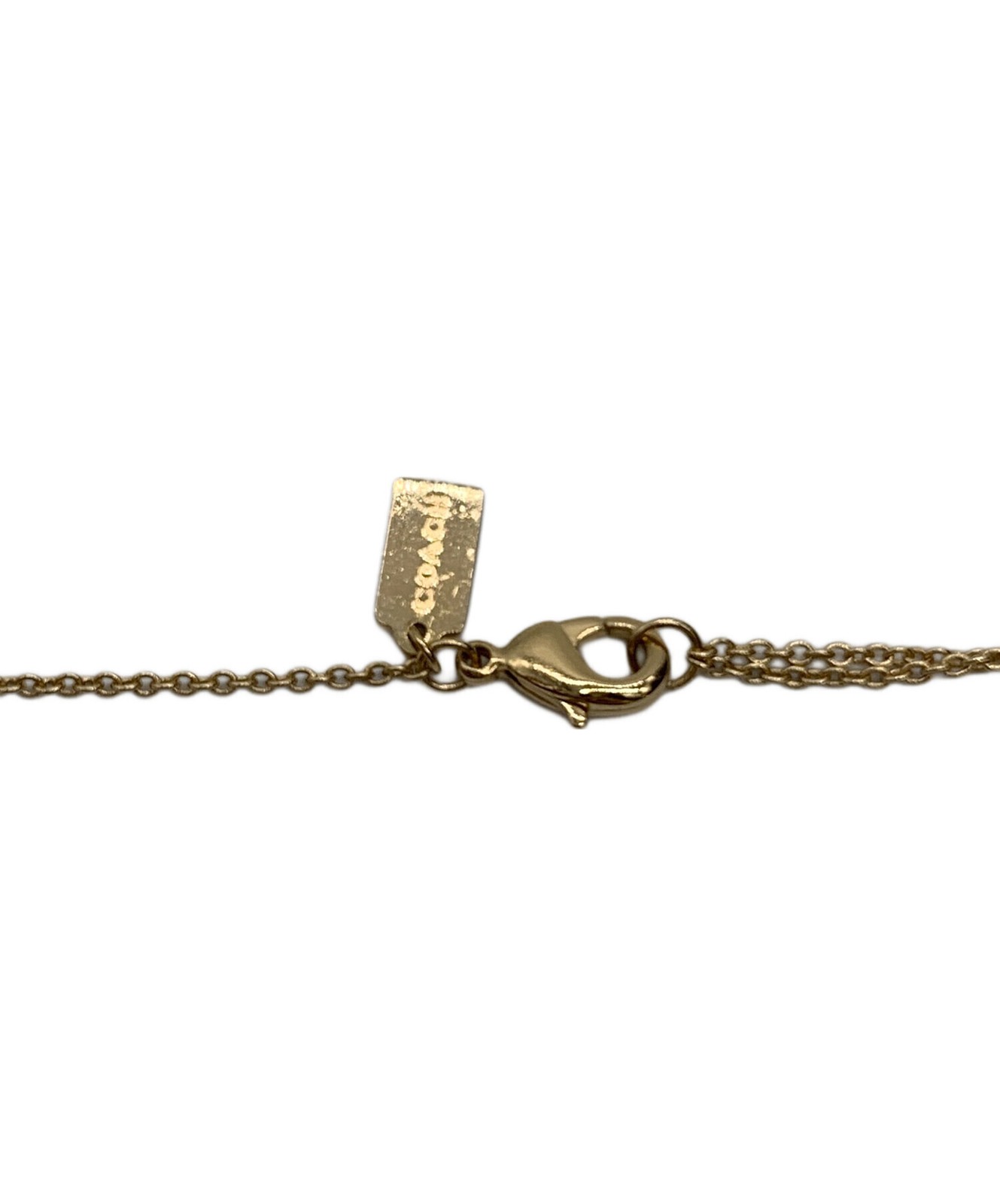 COACH Gold Teddy Bear Pendant Necklace 46cm 18in Women’s Preowned Auth
