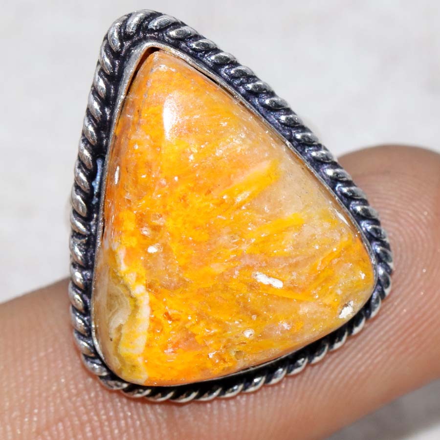 Bumble Bee Jasper 925 Silver Plated Ring US 6 Artist Made Jewelry Trendy JW