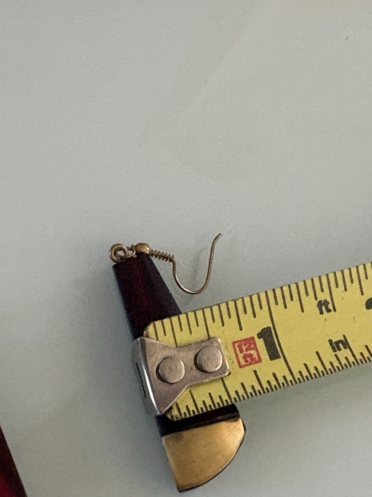 Egyptian Handmade Dark Red Earrings Brass Tips Long Design 2″