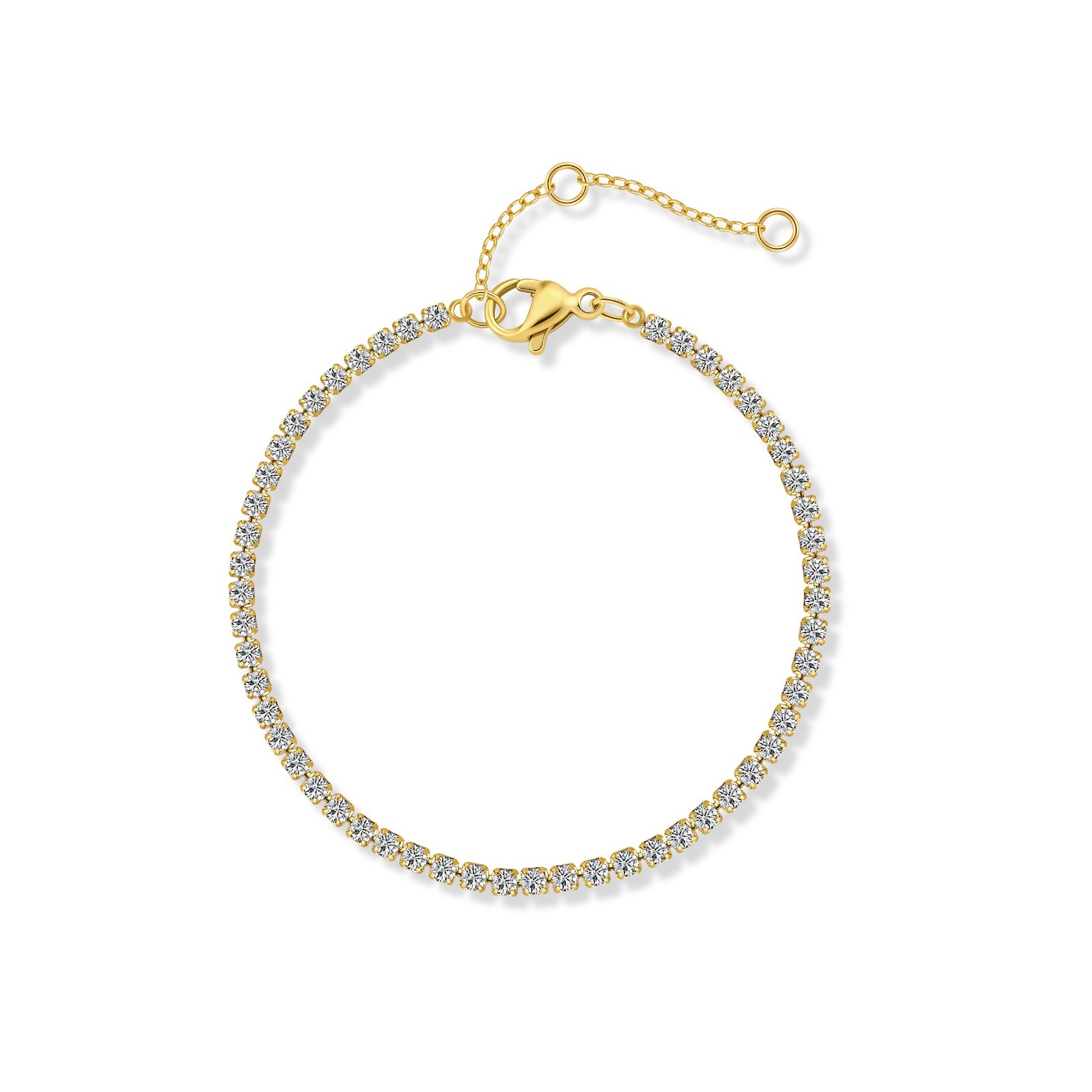 Tennis Bracelet Women 14K Gold PVD Stainless Steel White Cubic Zircon Olaré Gift