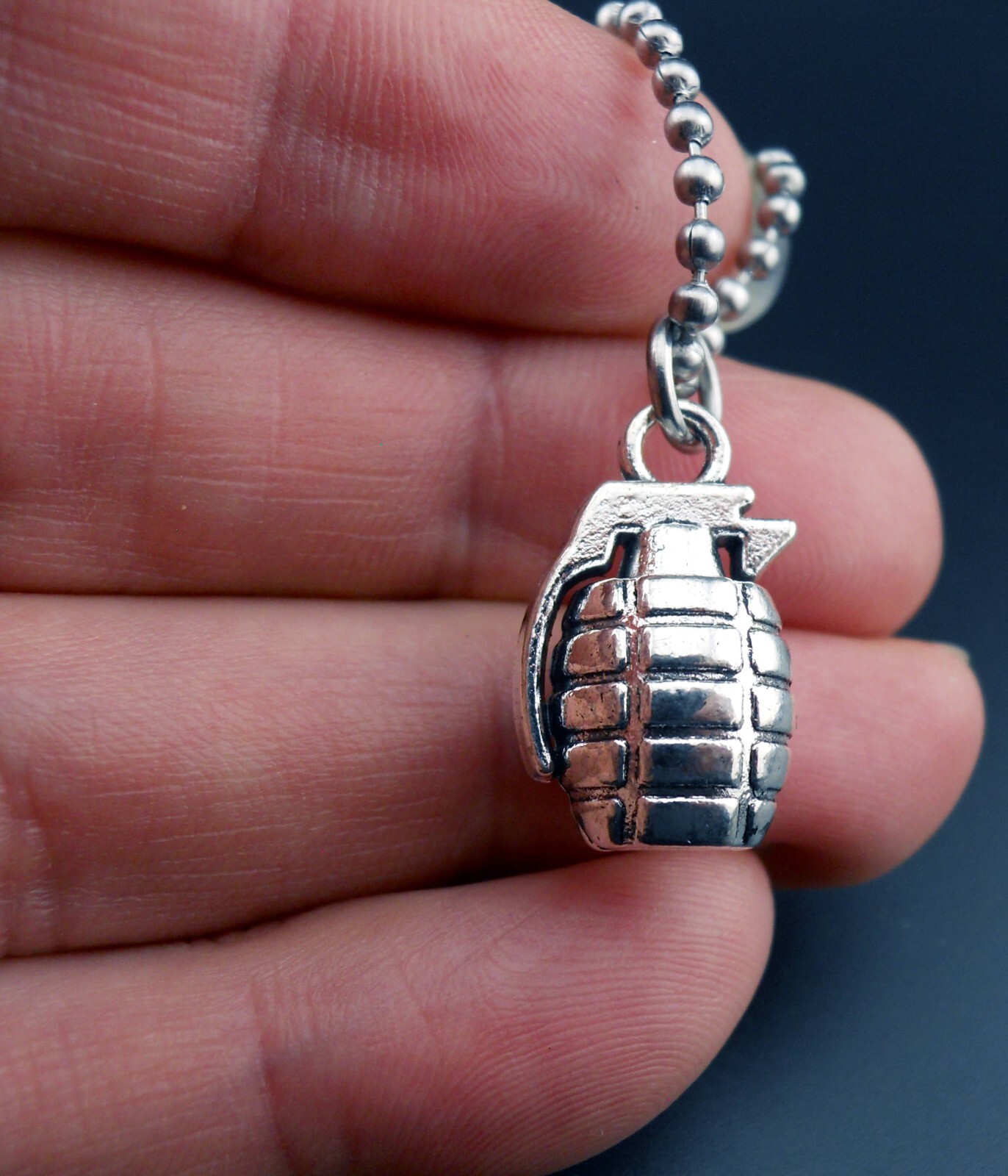 Hand Grenade Necklace Pineapple Pendant Stainless Ball Chain New MK 2 Weapon