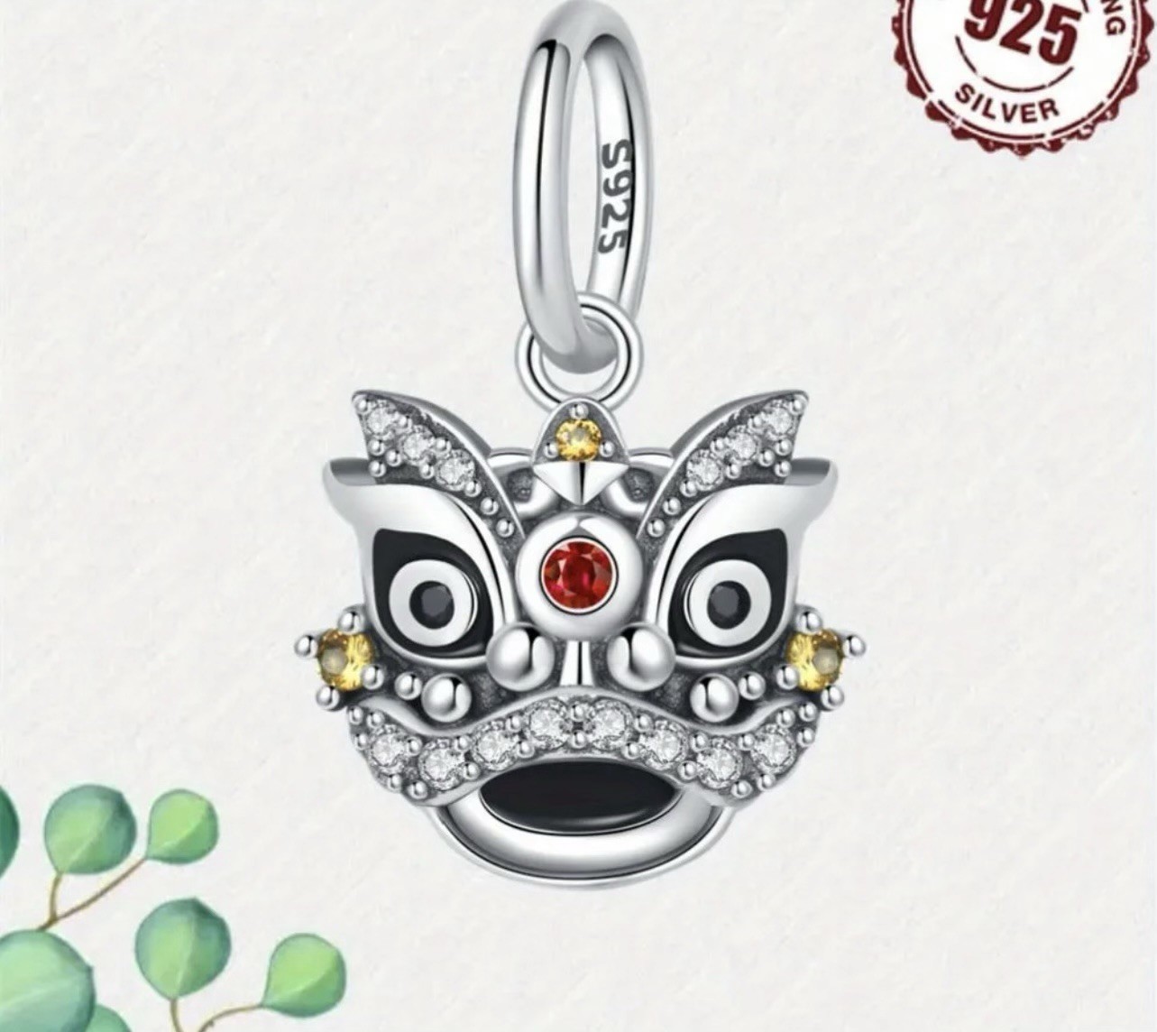 NEW 925 STERLING SILVER WAKING LION CHINESE NEW YEAR CHARM G88