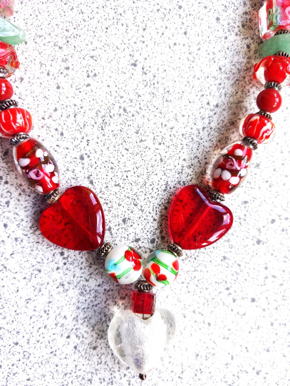 Colourful Beaded Necklace, Czech Glass, Handmade, Vibrant Artificial Gemstone