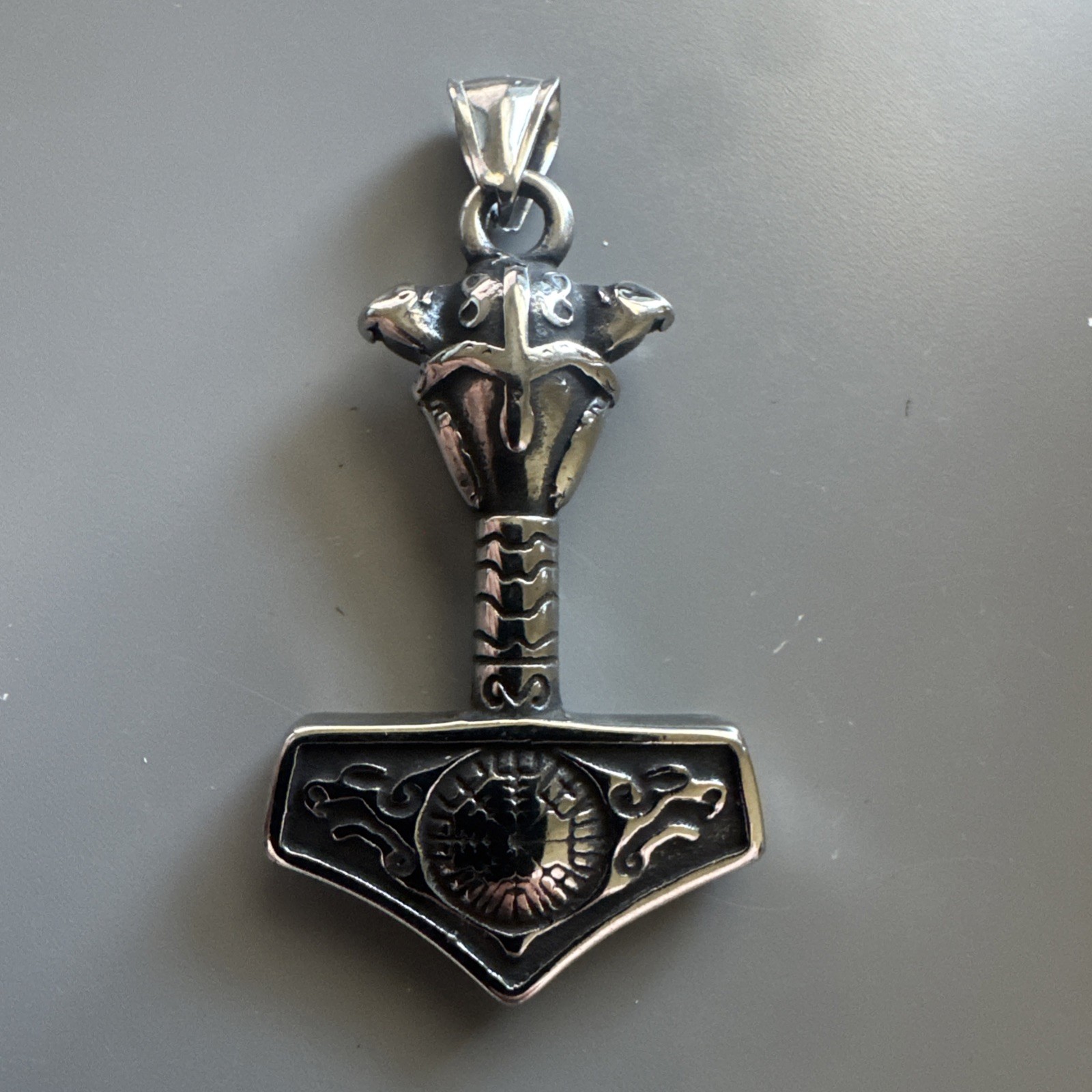 Mjolnir Hammer Stainless Steel Thor Pendant Nordic Viking 24” Box Chain Gift