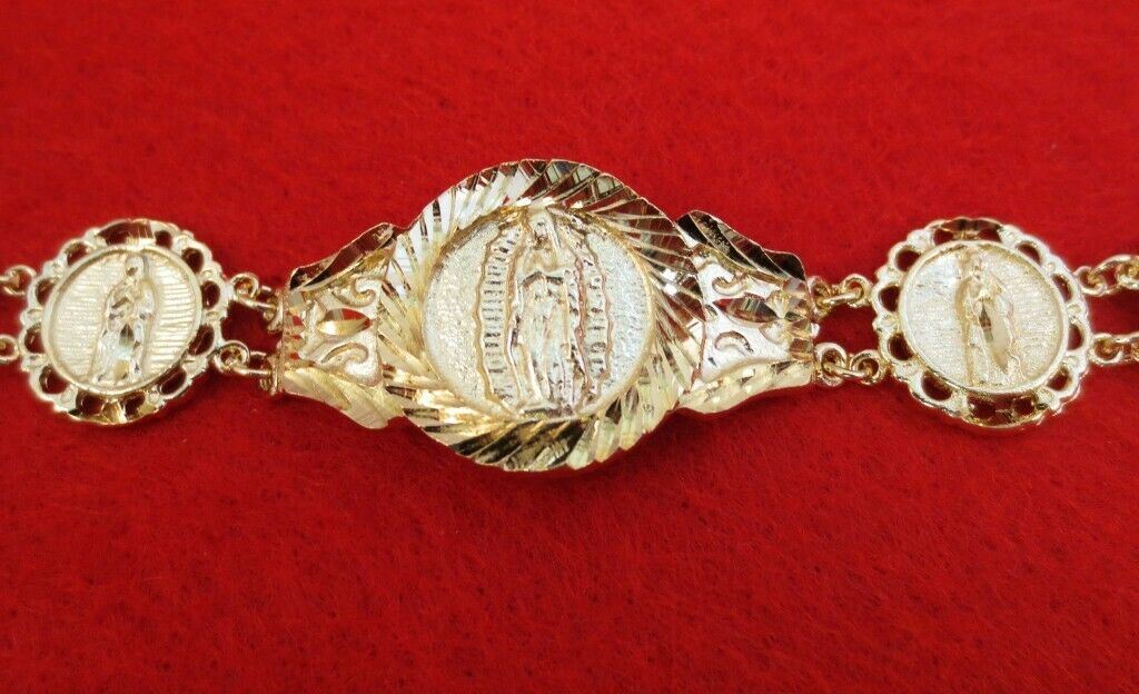 7 OR 8 INCH 14KT EP OUR LADY OF GUADALUPE BRACELET -STYLE 214