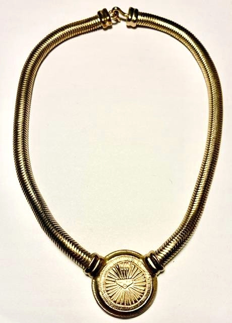 BEN-AMUN Vintage ROMAN HEAD Intaglio BLACK Statement CHOKER/Necklace SNAKE CHAIN