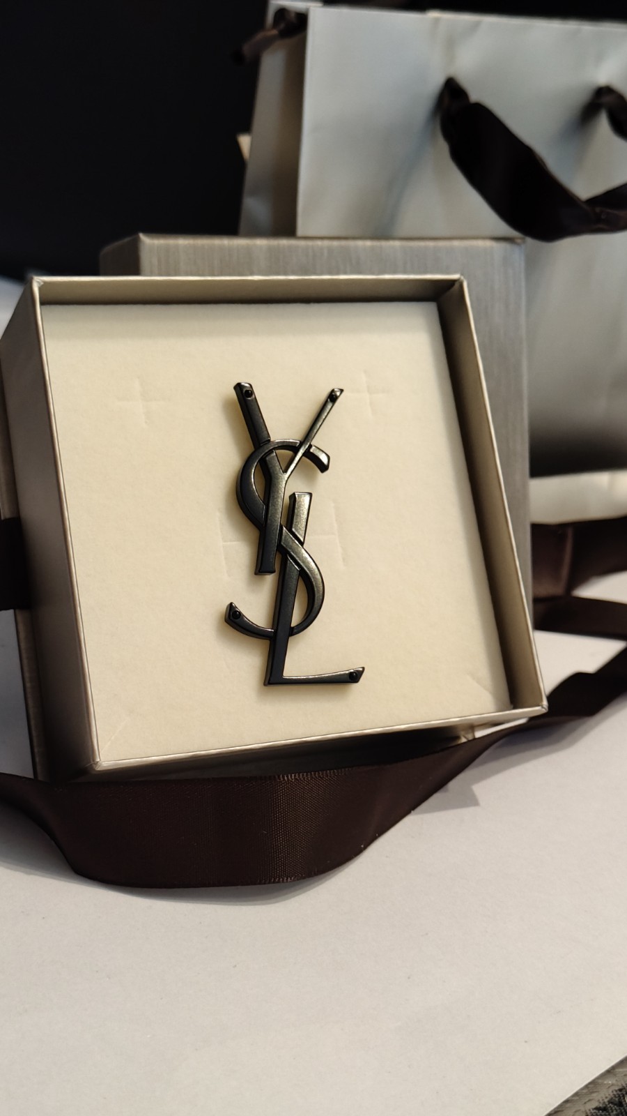 YSL BLACK Yves Saint Laurent Original Vintage Brooch Brooch Brooch Brooch
