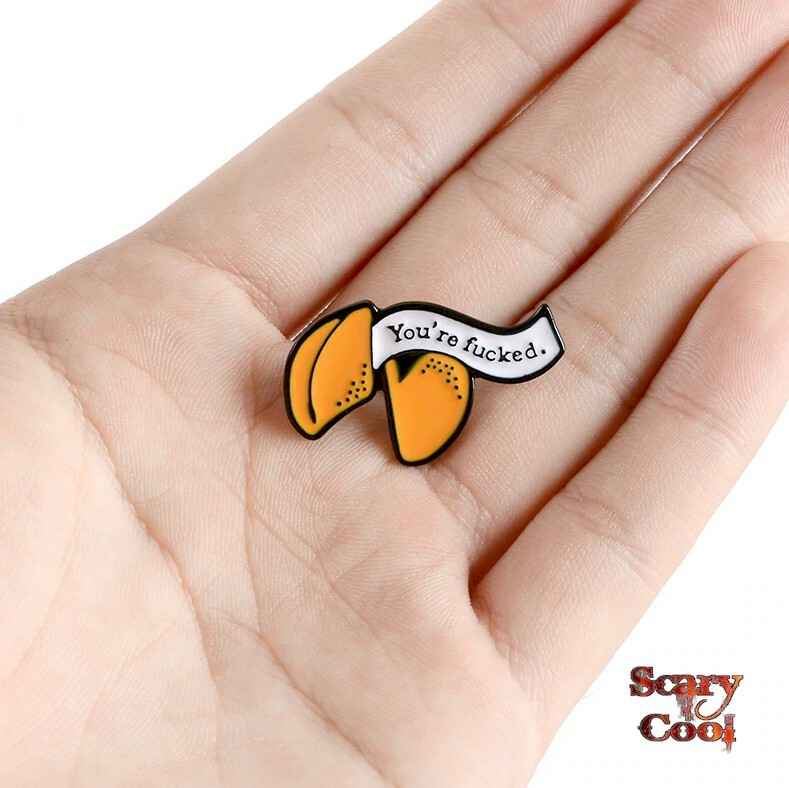 New Fortune Cookie You’re F*cked Metal Badge Brooch Enamel Pin