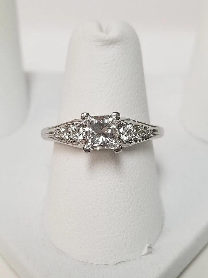 2 Ct Princess Simulated Diamond Women Wedding Band Ring 14K White Gold Plated