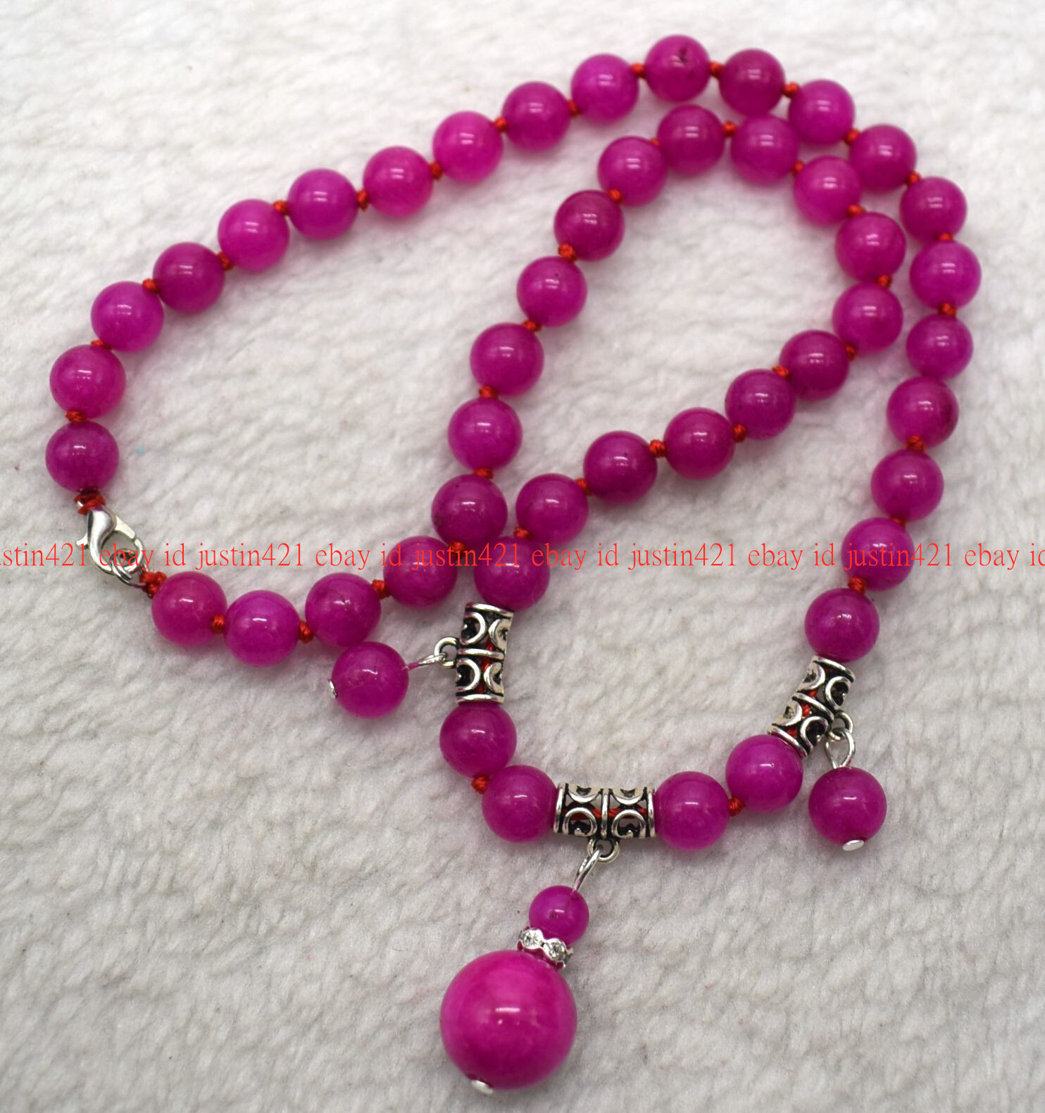 Pretty 8mm Natural Pink Sugilite Round Gemstone Beads Pendant Necklace 16-26″ AA