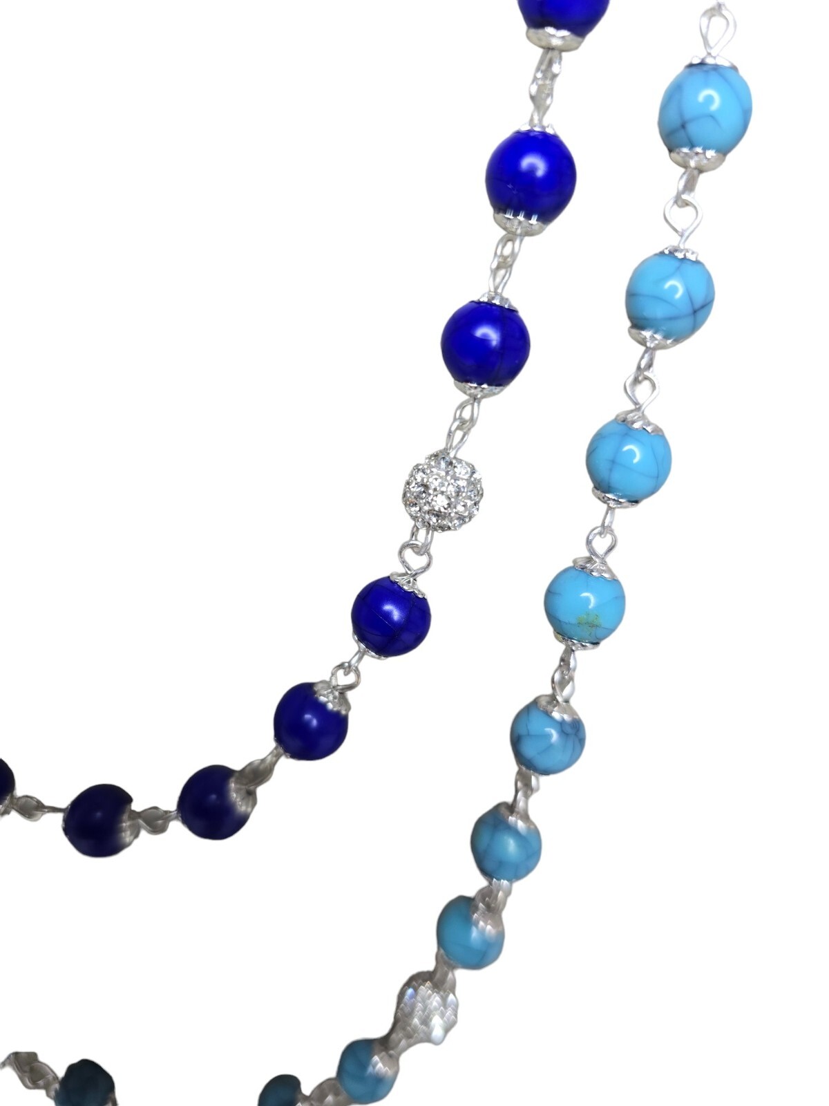 Vera Bradley Women’s Two Tone Blue Silver Tone Long Beaded Necklace NWT MSRP $58
