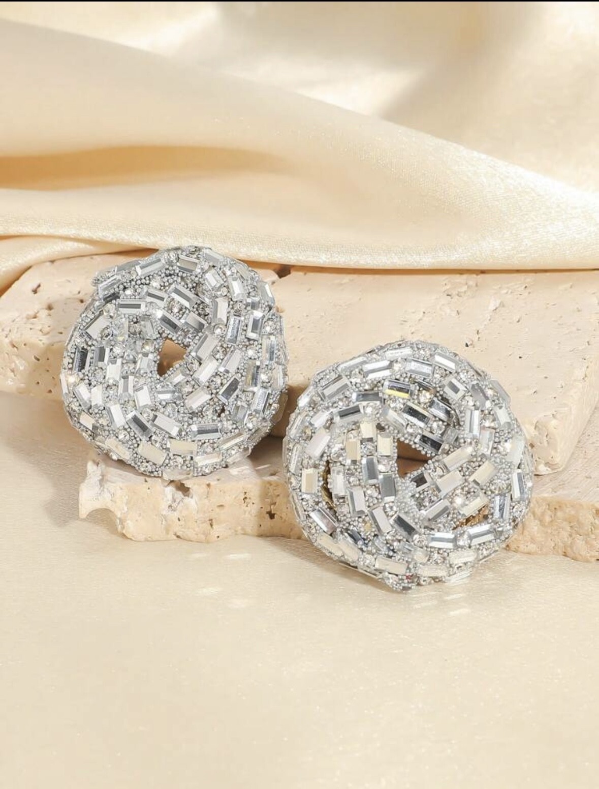 Luxurious Silver Color Full Diamond Design earrings for women