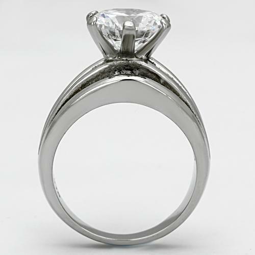 TK1084 – High polished (no plating) Stainless Steel Ring with AAA Grade CZ in
