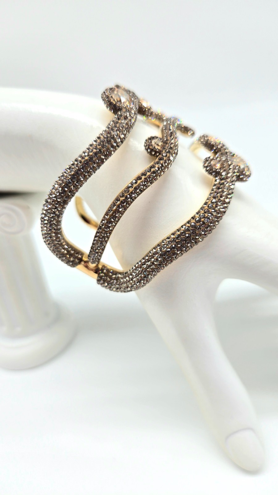 Atelier Swarovski Tigris Cuff Bracelet Crystal Pave Statement Wide Sparkle M