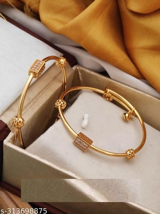 Golden Daily Wear Bangles Set Jewelry For Her Wear Adjustable Bracelet Jewelry