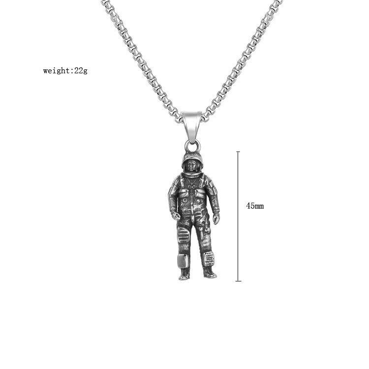Mens Stainless Steel NASA Space Spaceman Astronaut Pendant Necklace Men