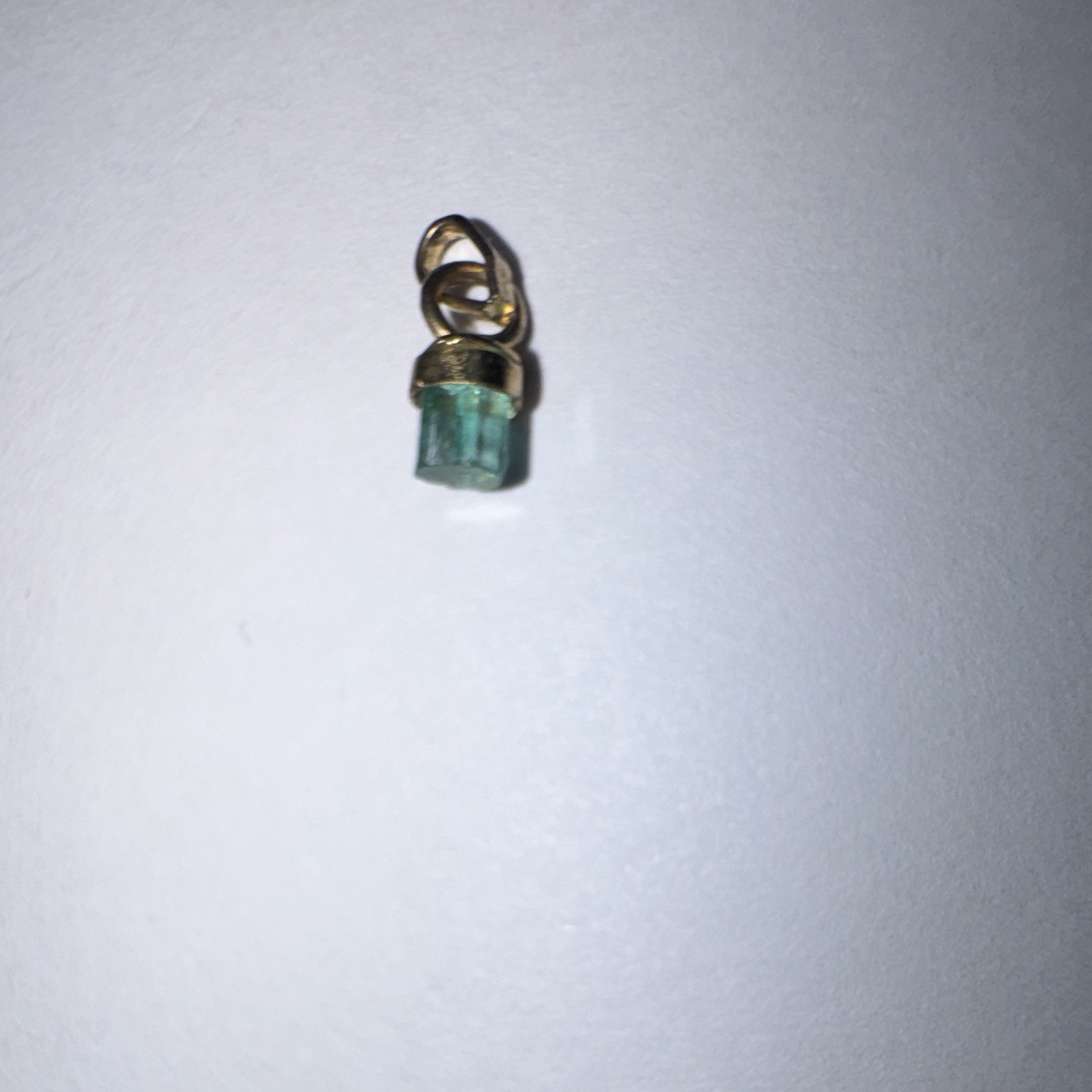 Green Rectangular Stone Pendant Charm w/ Bail, 7.4 mm, 1 Stone