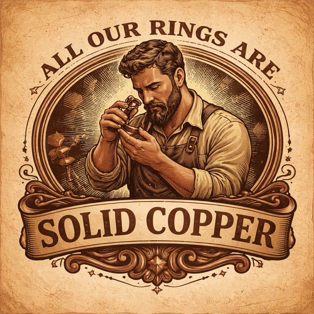 Solid Copper Band Ring CR84T – 4mm wide- Size 4 thru 13 – Made in the USA