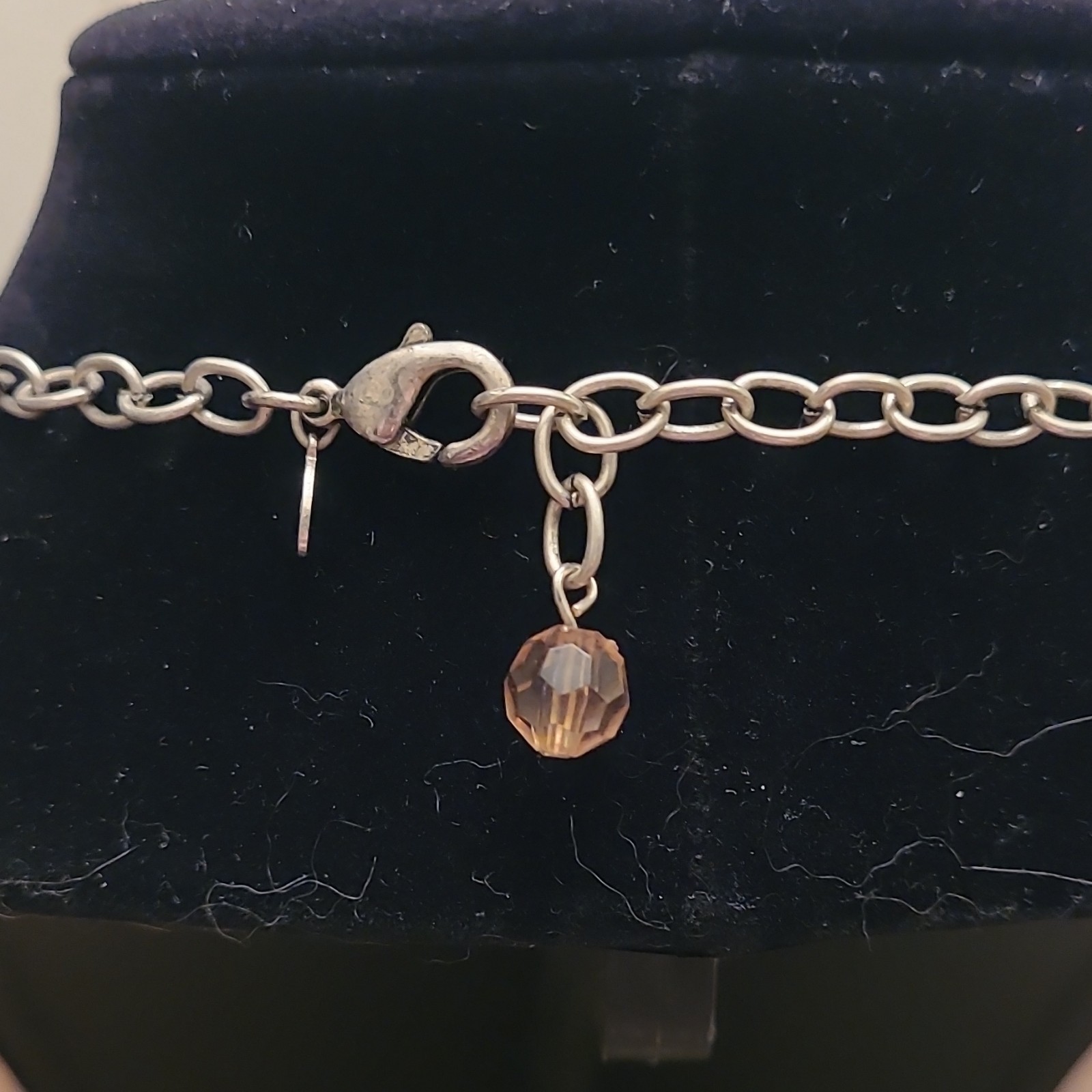 Premier Silver Tone Oval Link Chain Boho Blue Glass Stone Necklace Adj Signed