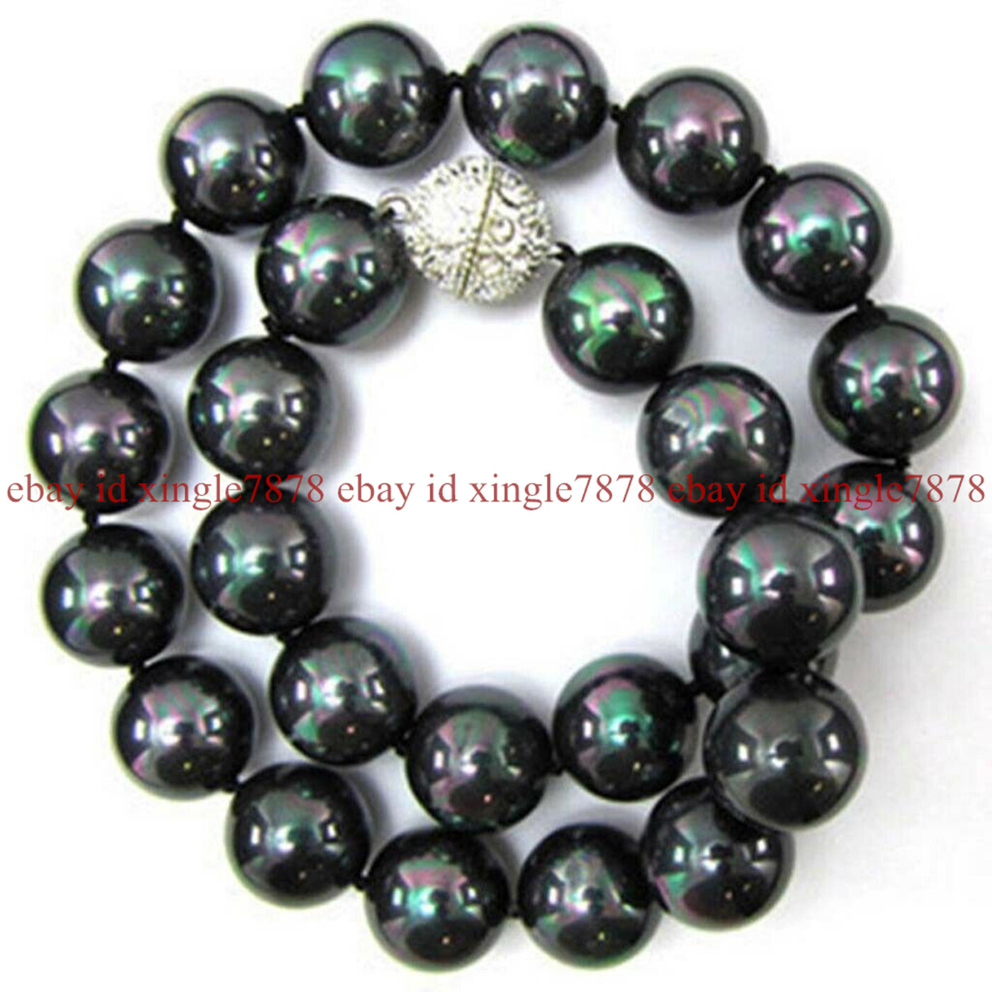 8mm 10mm 12mm 14mm Natural Black South Sea Shell Pearl Necklace 18-36 Inch