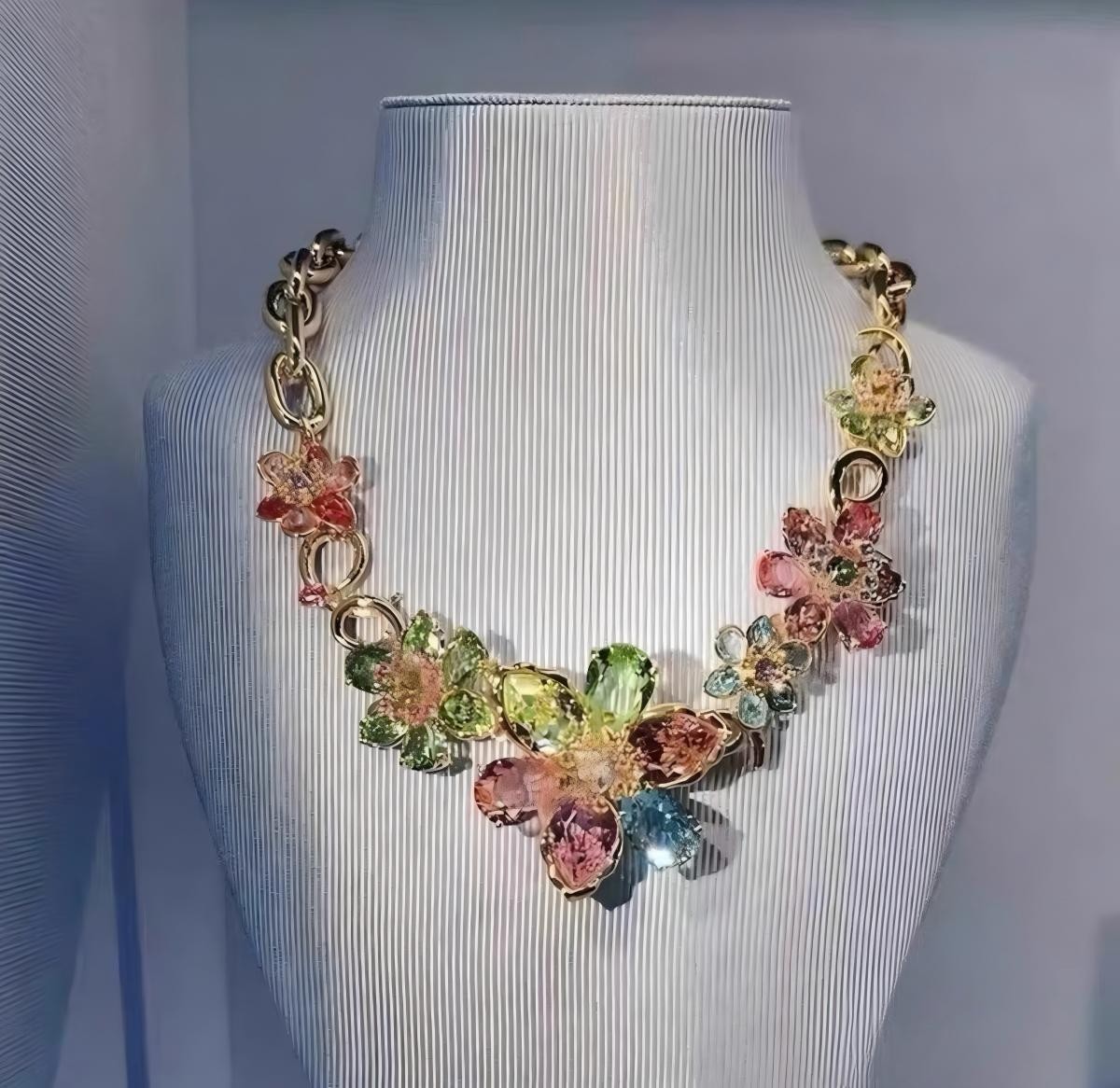 Swarovski Idyllia Necklace, Mixed Cuts, Flower, Multicolored, Gold-Tone Plated