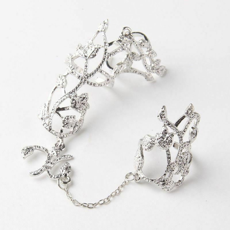 Leaf Flower Finger Ring Harness Hand Chain Party Wedding Jewellery UK