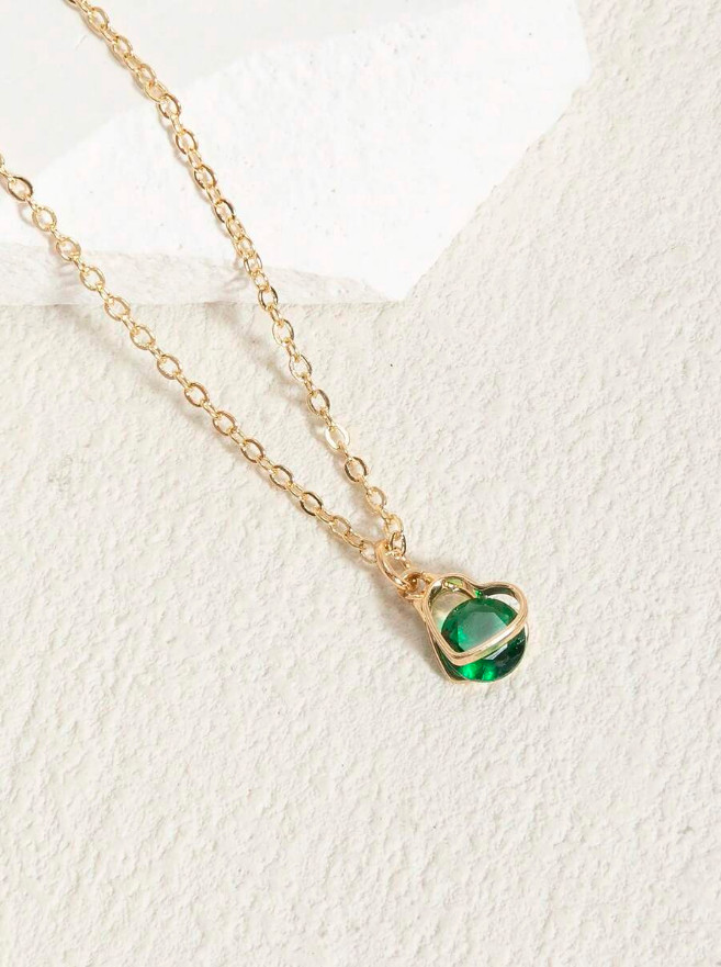 Heart Pendant Women Necklace Jewelry Accessories Water Drop Birthstone Gift USA