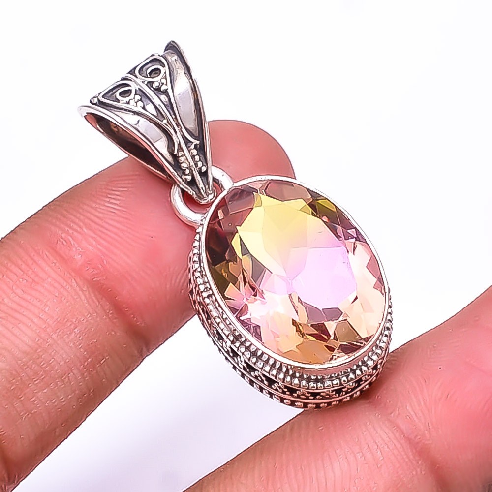 Bi-Colour Tourmaline Fine Art 925 Sterling Silver Pendant 1.56″ P87, Christmas