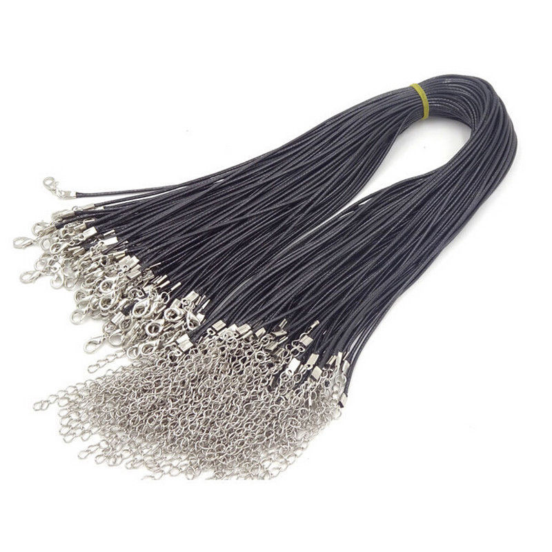 5-50Pcs Braided Leather Cord Rope Necklace Chain with Lobster Claw Clasp 20 inch