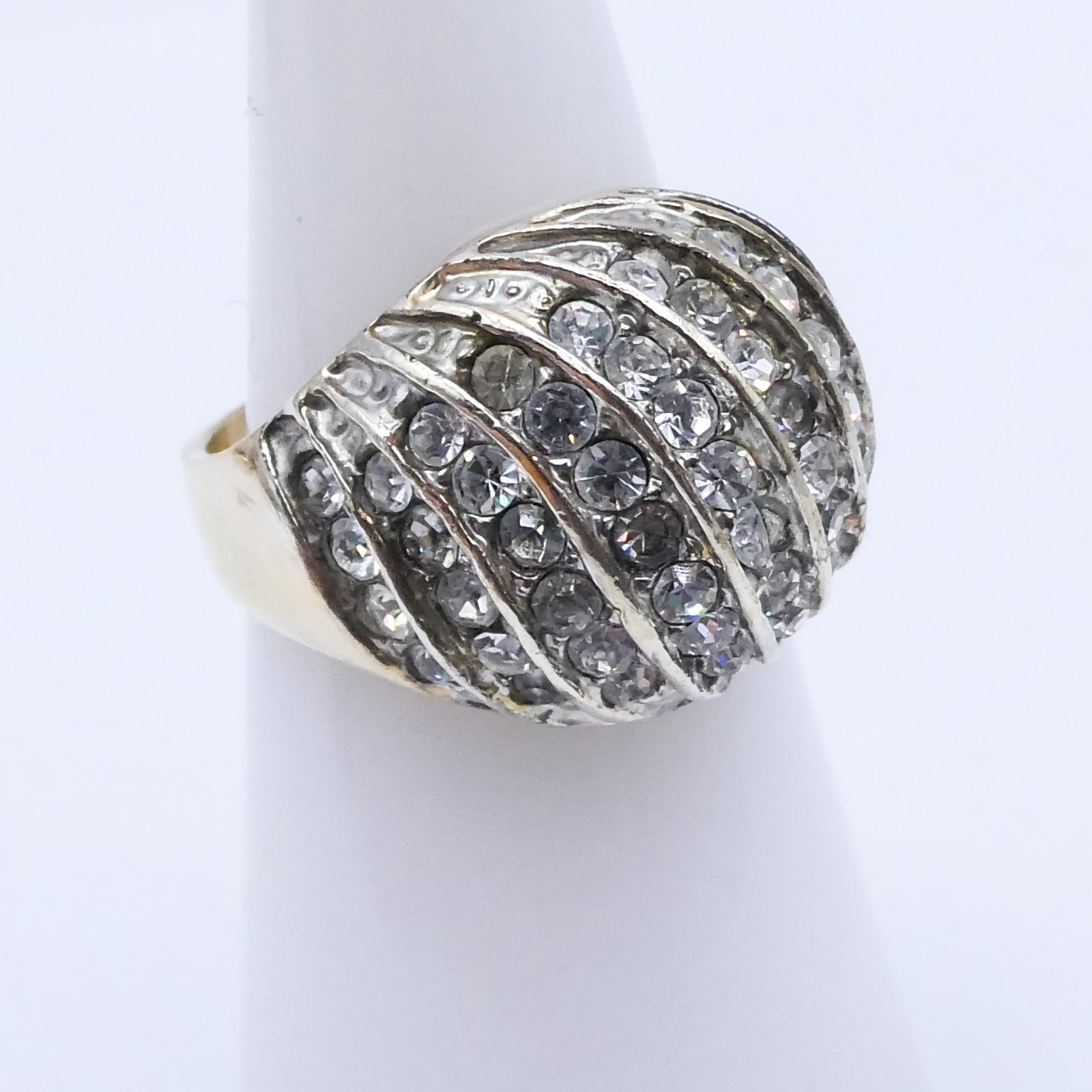 Vintage Gold Pave Cluster Dome Womens Coctail Statement Sz 7 Ring