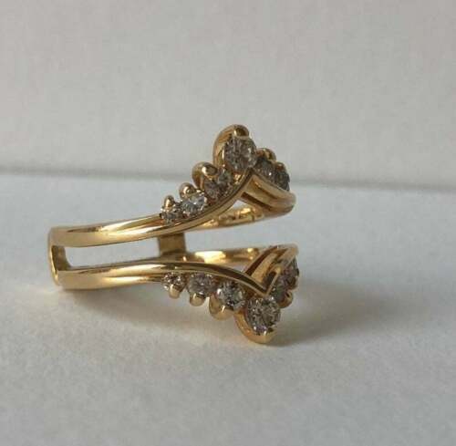 2.00CT Simulated Round Diamond Wedding Enhancer Ring In 14K Yellow Gold Finish
