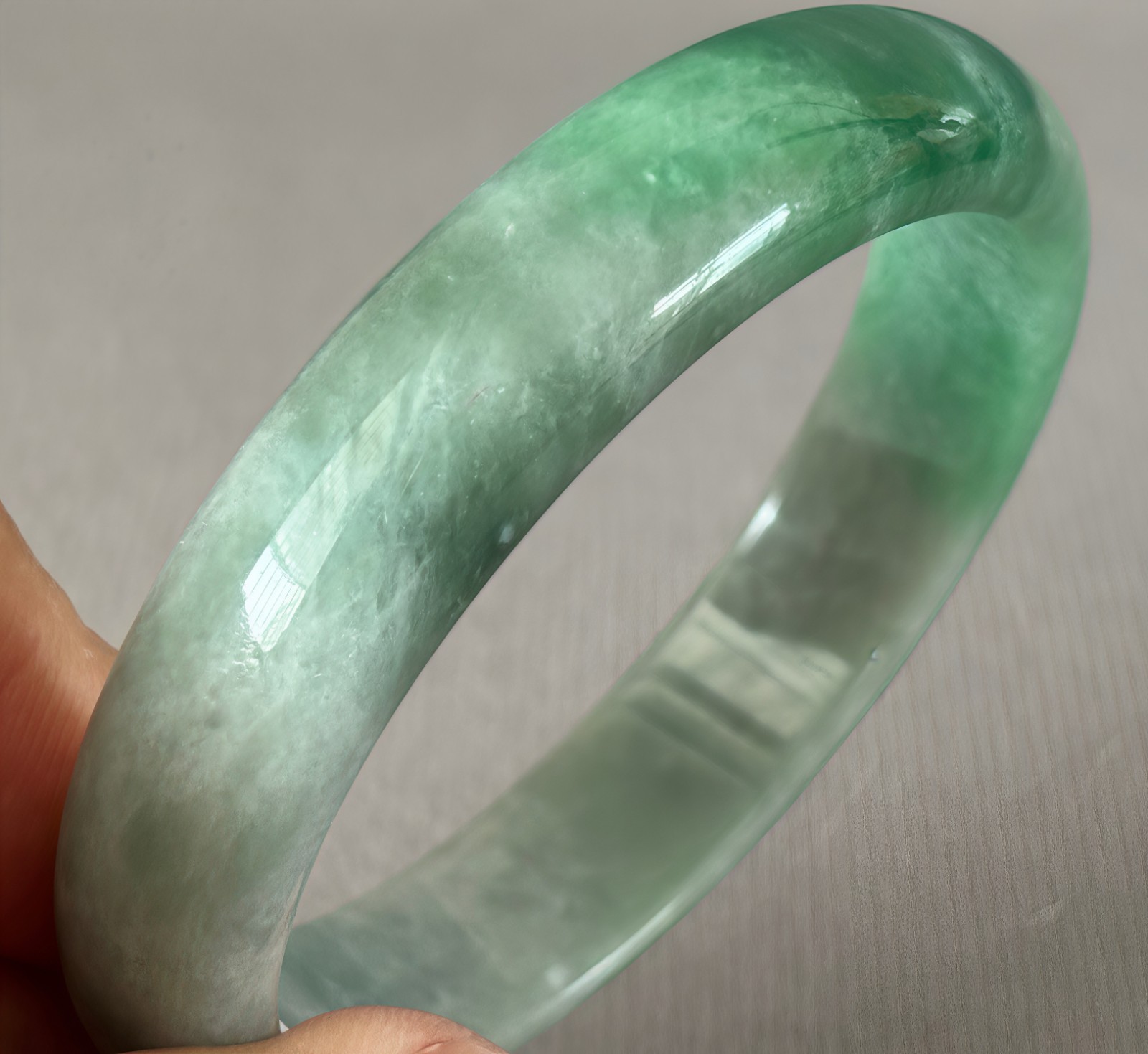 59mm Natural Green Jadeite Jade Bracelets Burma Emerald Jade Bracelet Bangle