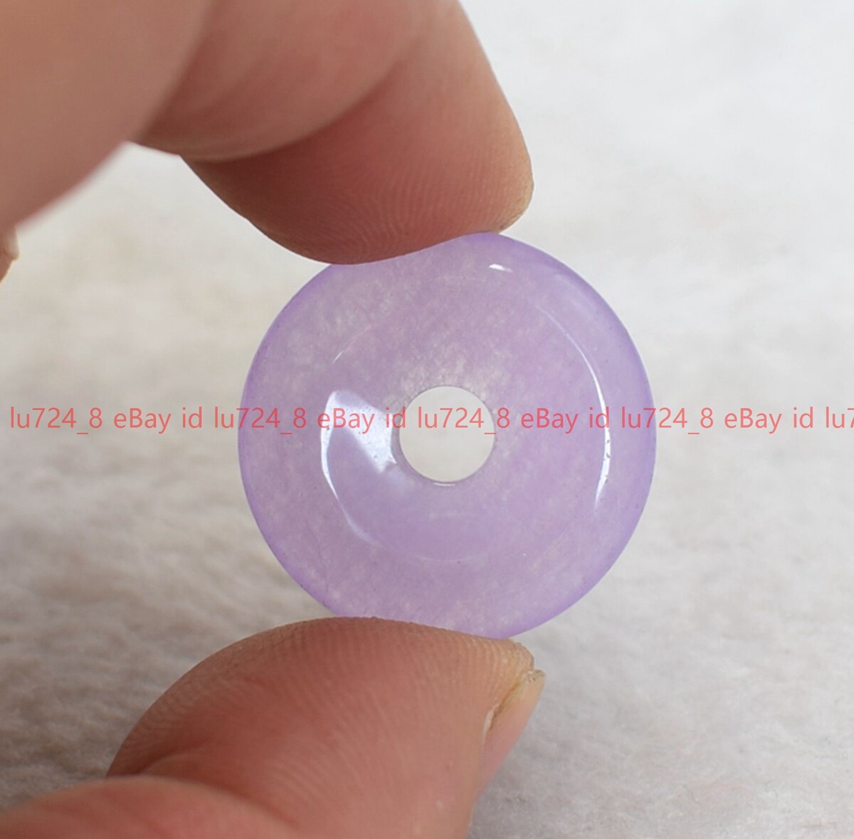30mm Vintage Natural Lavender Purple Jade Gems Circle Donut Pendant Lucky Amulet