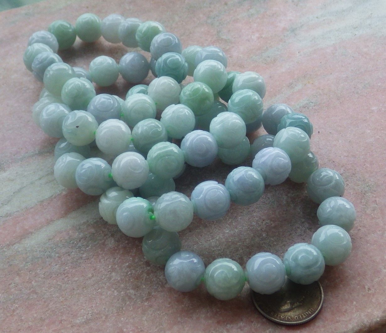 1 pcs Burma A Green jade jadeite bead Ruyi Flower bracelet Bangle 14mm 131109