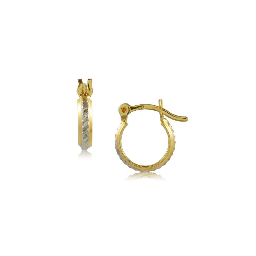 18K Gold Plated Round Hoop 2 tones Earring diam 11mm/0.5in width 2.5mm/0.1in