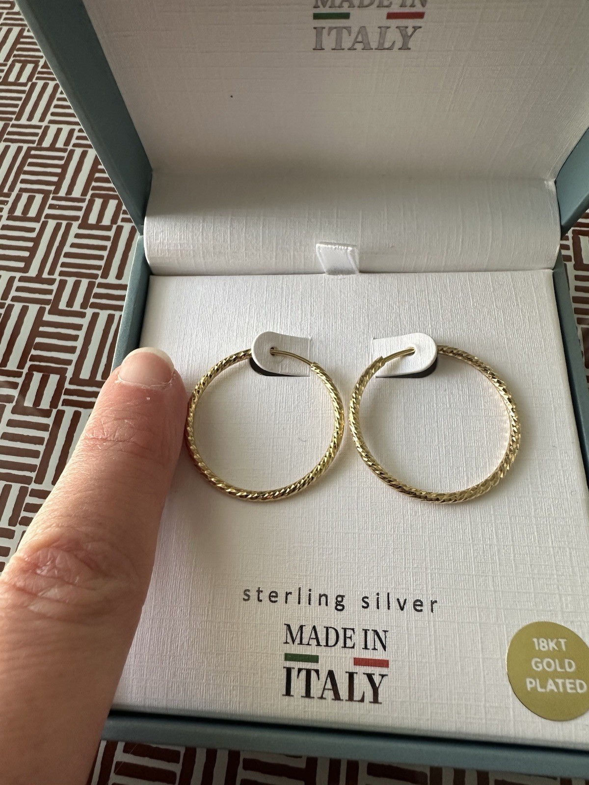 Earing 18 Kt Gold Plated Sterling Silver Made In Italy ￼￼