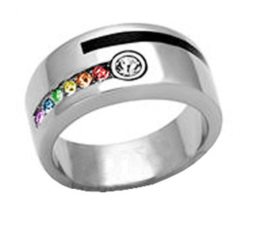 Pride Shack – Steel Stripe Rainbow Ring- Mens Gay Pride / GLBT Wedding Ring Band
