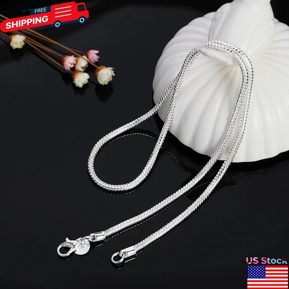 925 Sterling Silver Snake Chain Necklace 1MM 2MM 3MM Thin Dainty Chain 40-75CM