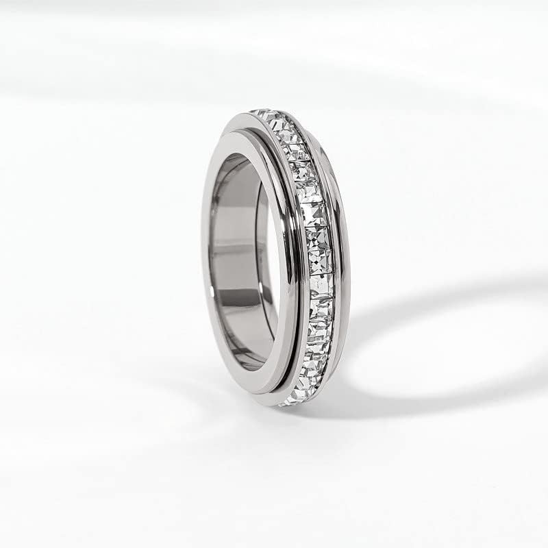 Anxiety Rings Titanium Steel Spinner Fidget Band Rings for Women Ladies Cubic…