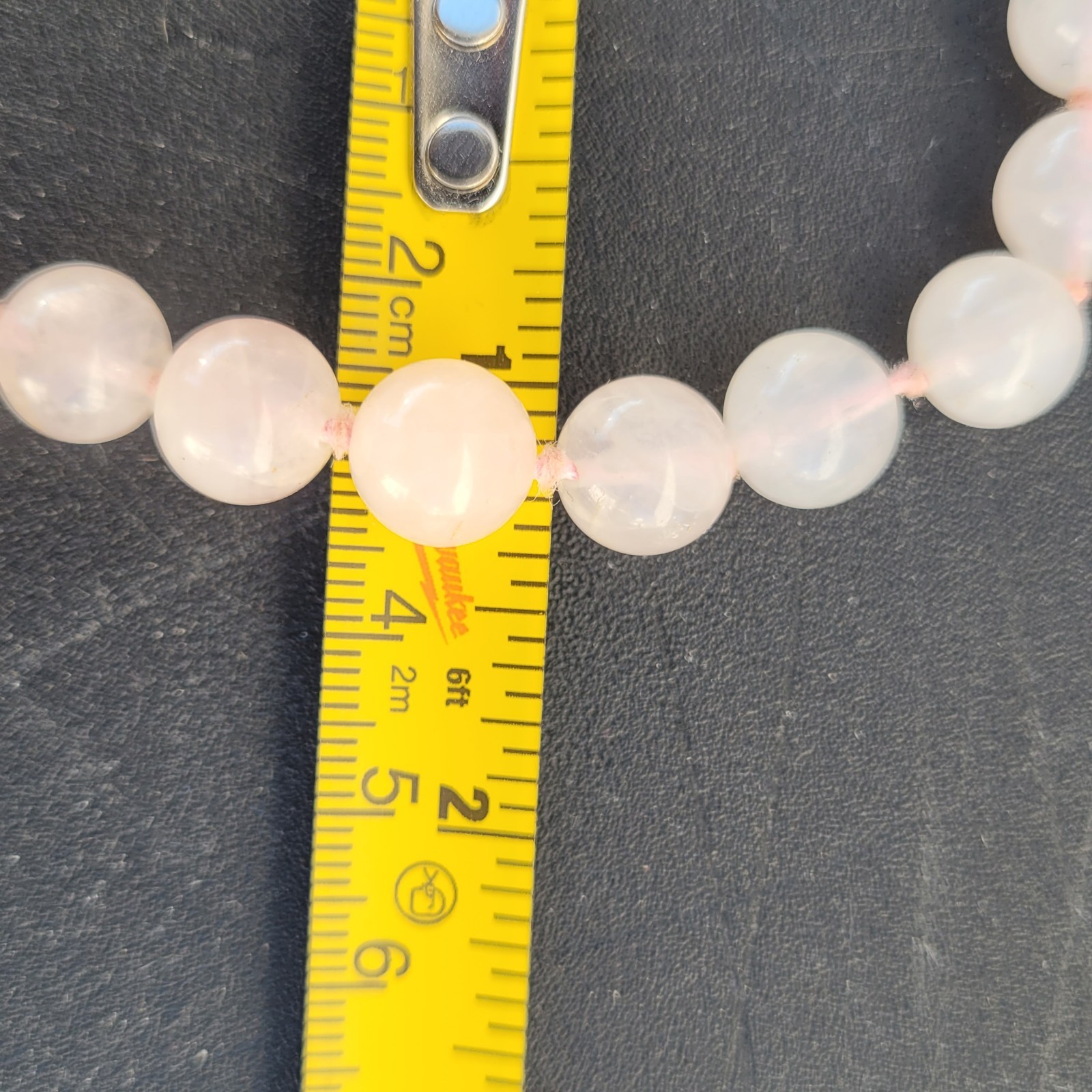Hand-Knotted Natural Rose Quartz Bead Necklace with Carved Pendant 10mm 32″