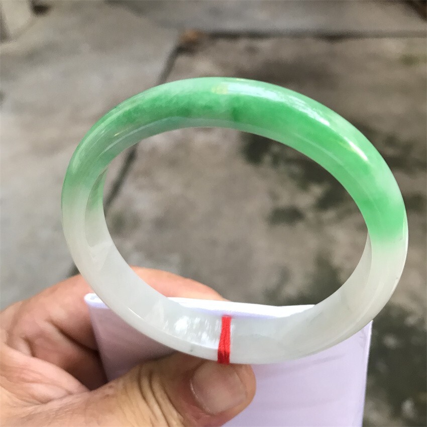 60mm Natural Green Jadeite Jade Bracelets Burma Emerald Jade Bracelet Bangle
