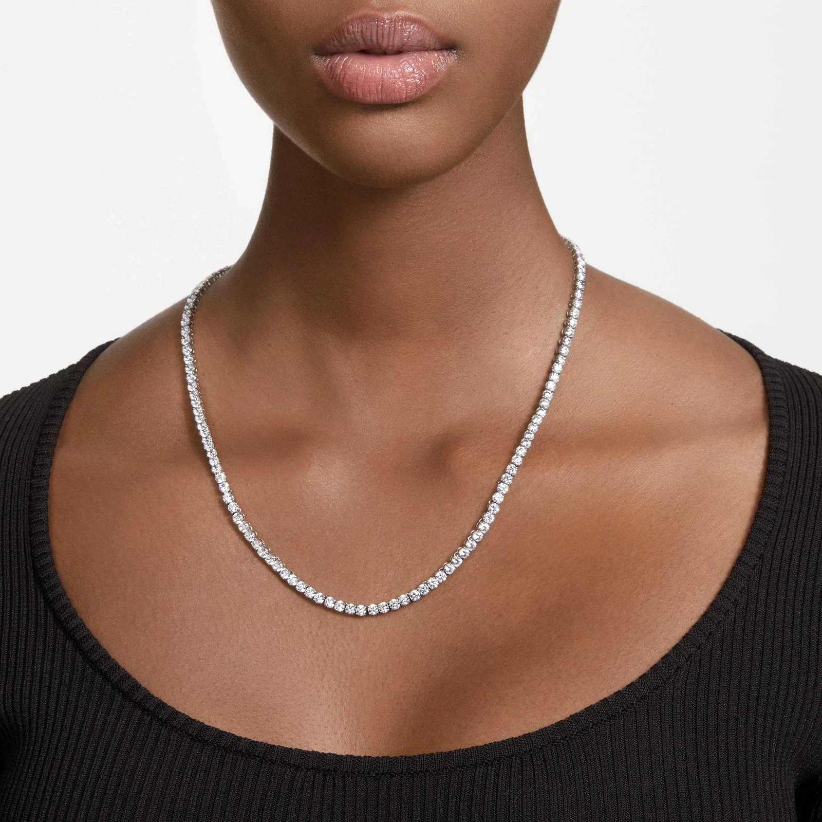 Swarovski Matrix Tennis Necklace Large, Round Cut, White, Rhodium Plated 5681801